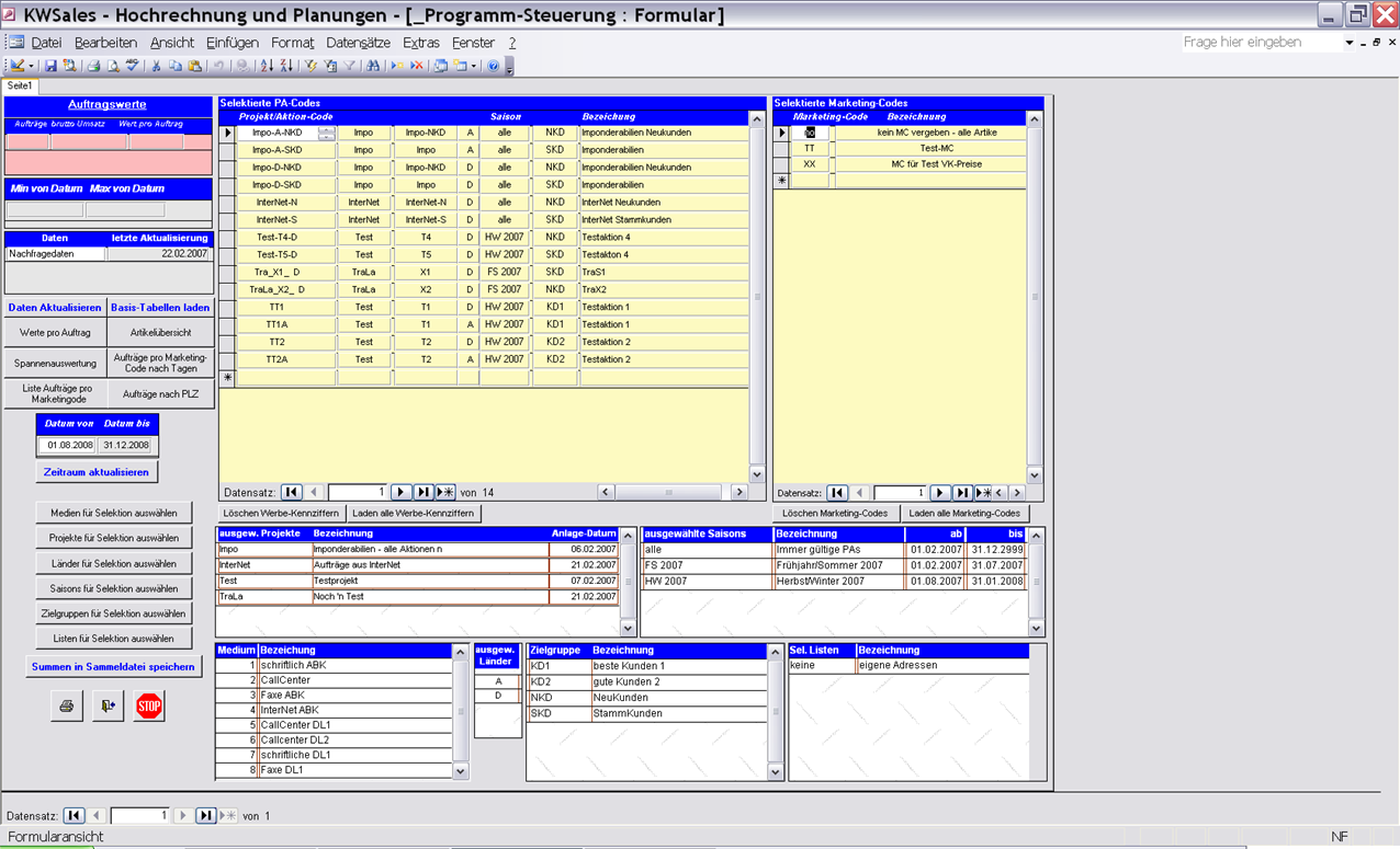 kw-Sales-Übersichtsmaske kw-Sales-Übersichtsmaske